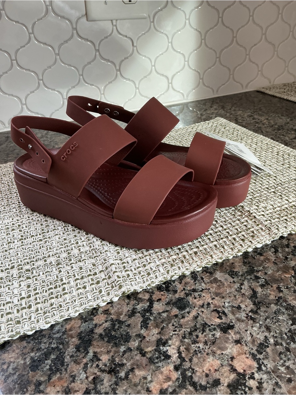 NWT Crocs Brooklyn Low Platform Wedge Sandal Brown
